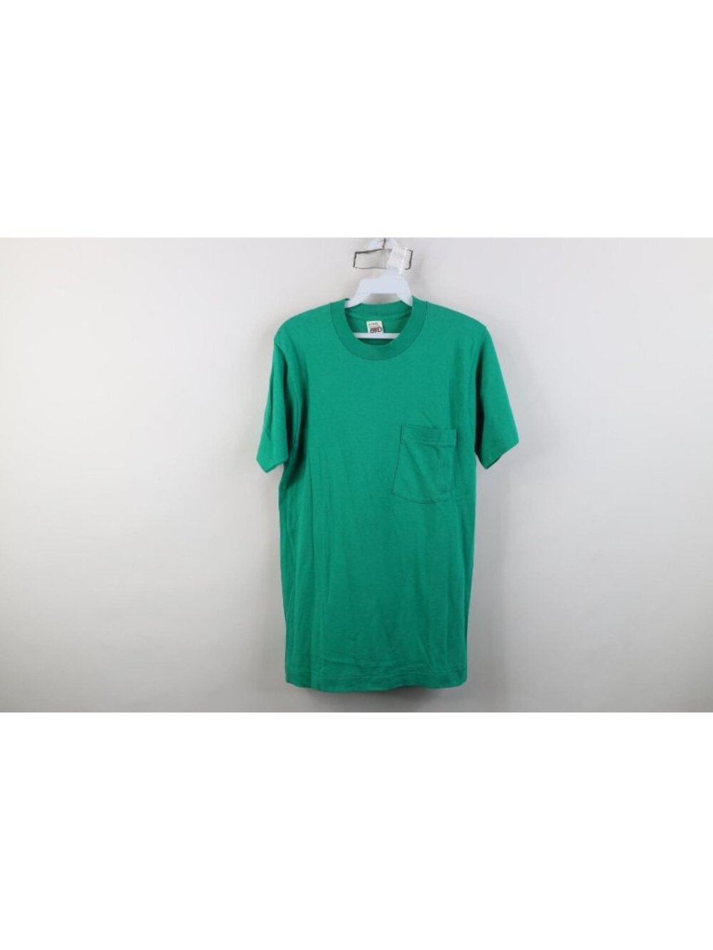 Vtg 70s 80s Streetwear Mens Medium Blank Cotton Pocket T-Shirt Kelly Green USA